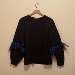 Zara Feather-Accent Sweater